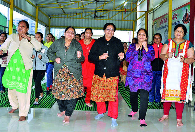 Women learning karate at Green Park Stadium (BCCL/ AS Rathor)