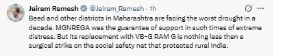 Ramesh referred to drought conditions in Beed and other districts of Maharashtra