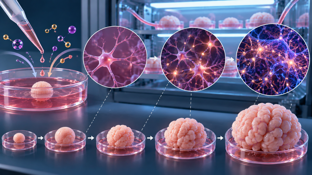 How did the brain organoids keep developing