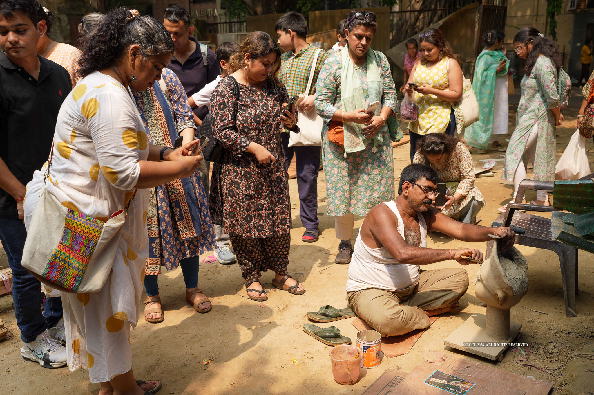 Attendees visited murtikar Manik Pal's workshop behind Chandra Lok Cinema