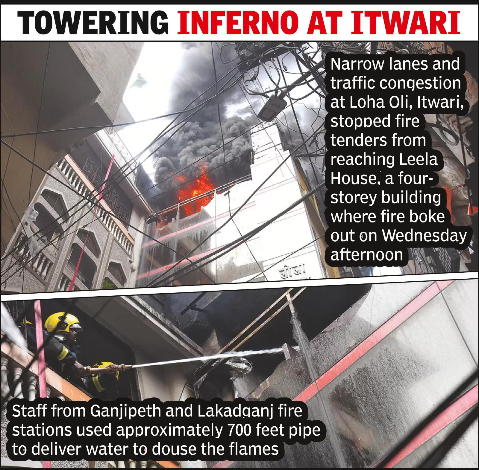 Firemen find way to douse blaze despite narrow lanes