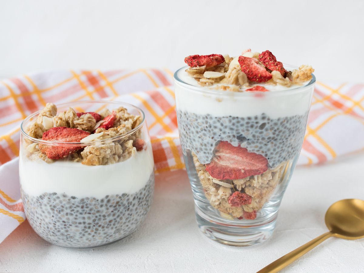 Chia seeds and almond milk smoothie
