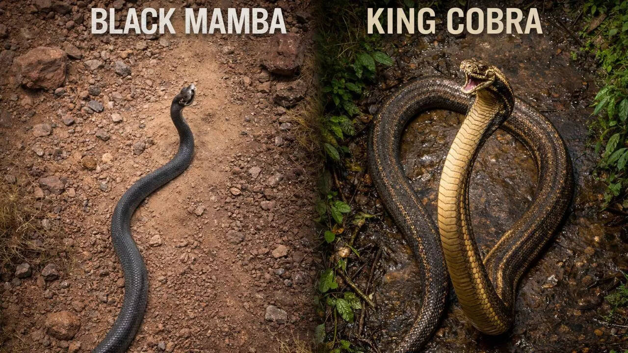 Size and physical dominance of the black mamba and the king cobra