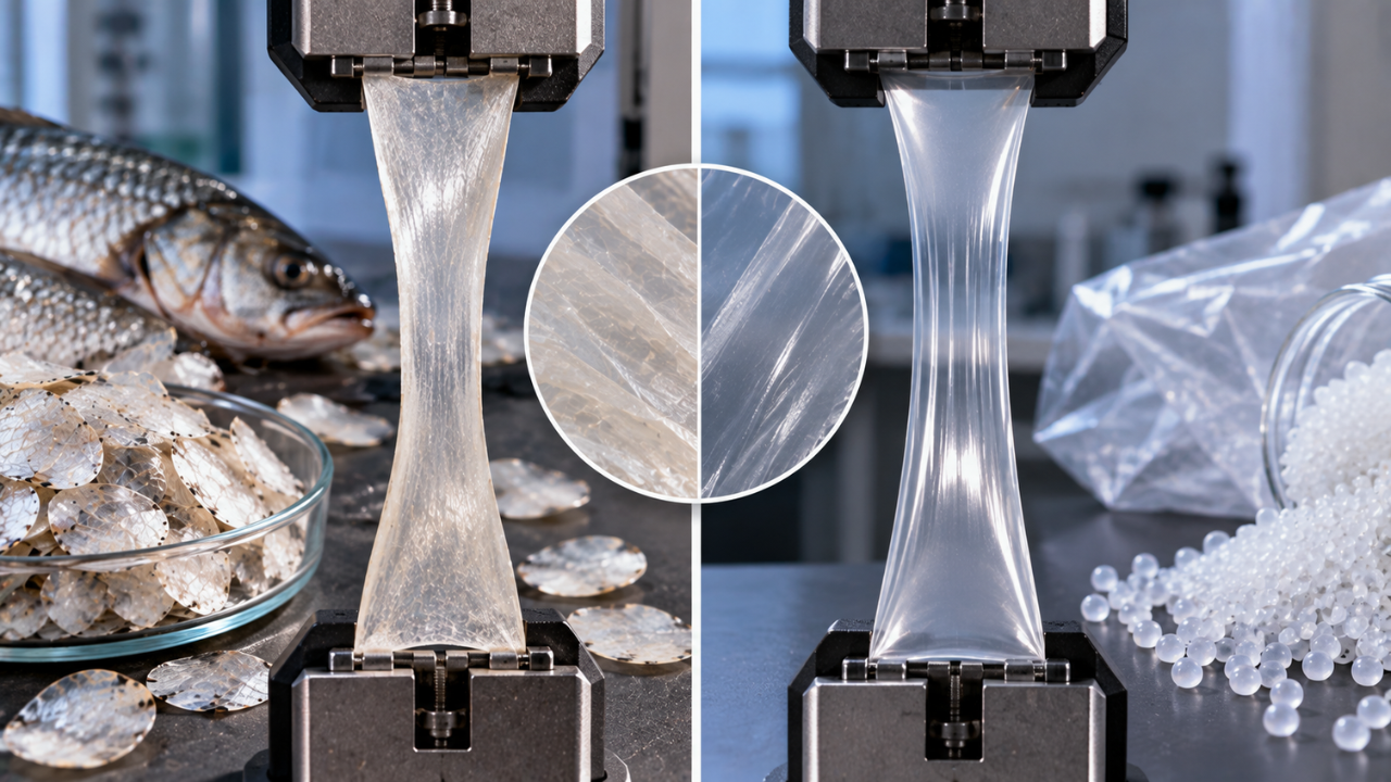 Fish scale plastic shows comparable tensile strength