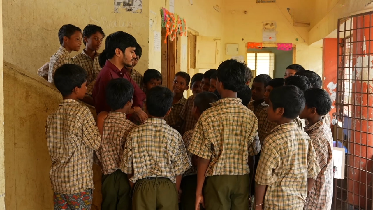 When Naidu joined the school, his students wondered how their teacher would write. (Photo: BBC News Hindi)<br>