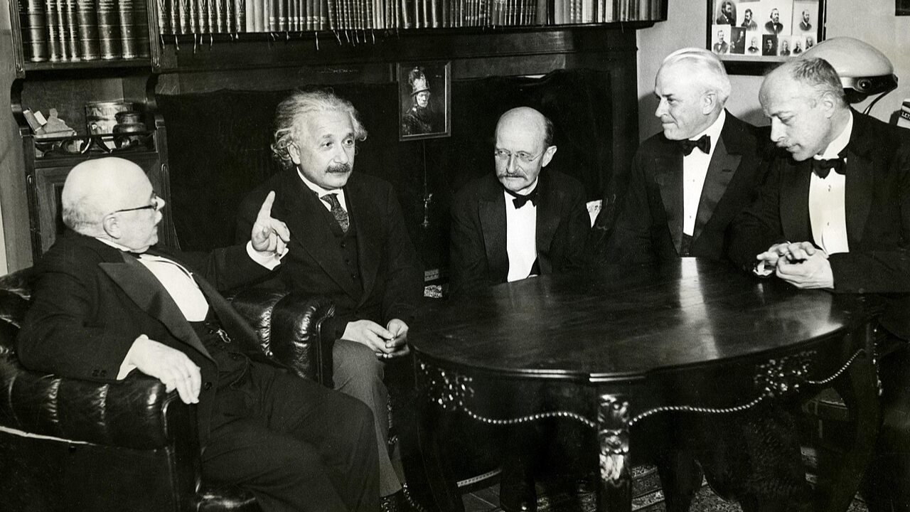 From left to right: Nernst, Einstein, Planck, Millikan, and Laue at a dinner given by Laue in Berlin on 11 November 1931 (Image:  Nationaal Archief, Den Haag)