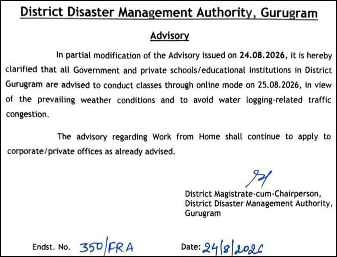 Gurgaon adopts school WFH and online classes amid heavy rainfall, waterlogging and traffic chaos