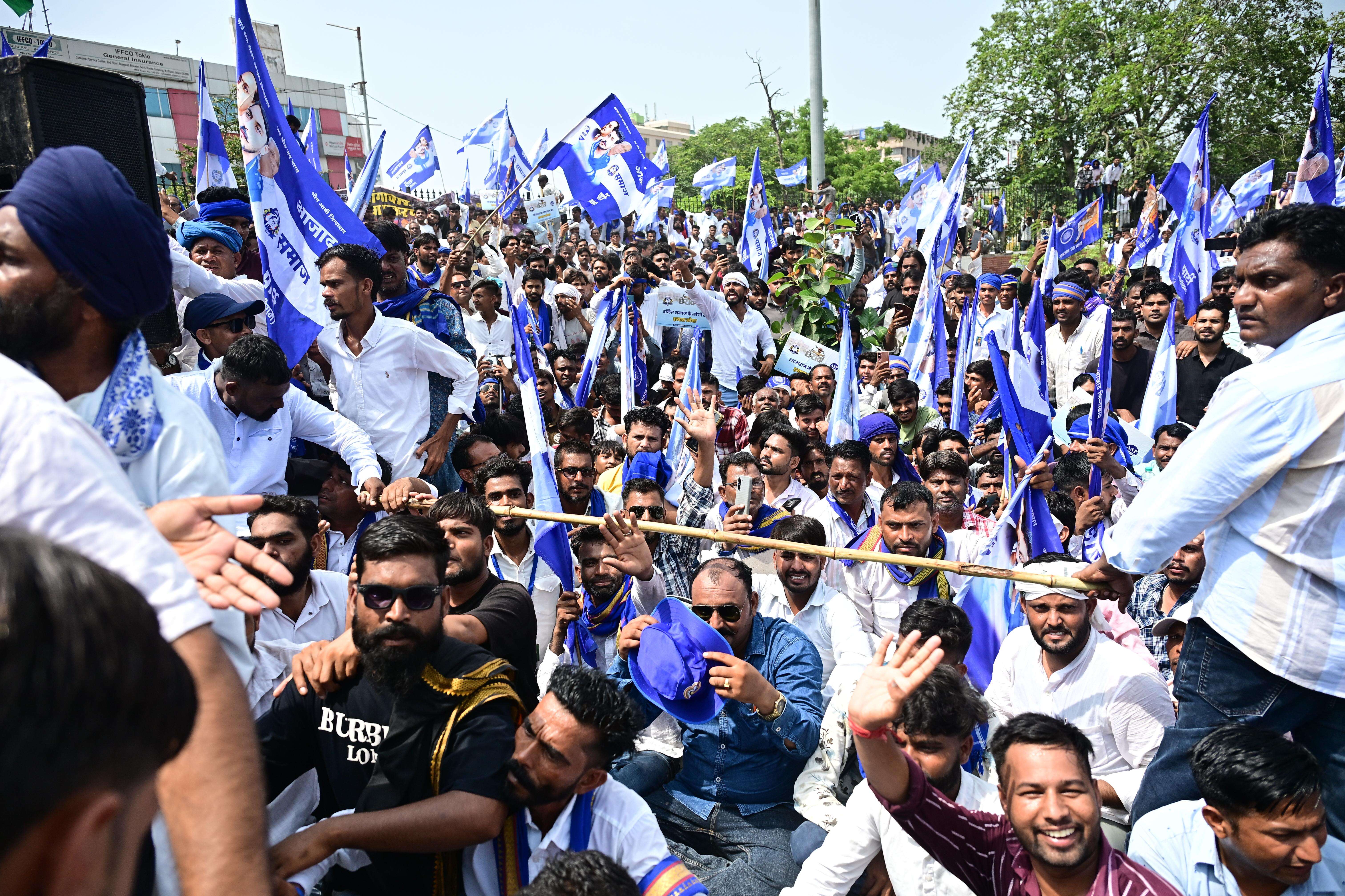 Bhim Army protest at Shaheed Smarak (Bhagirath) (4).JPG