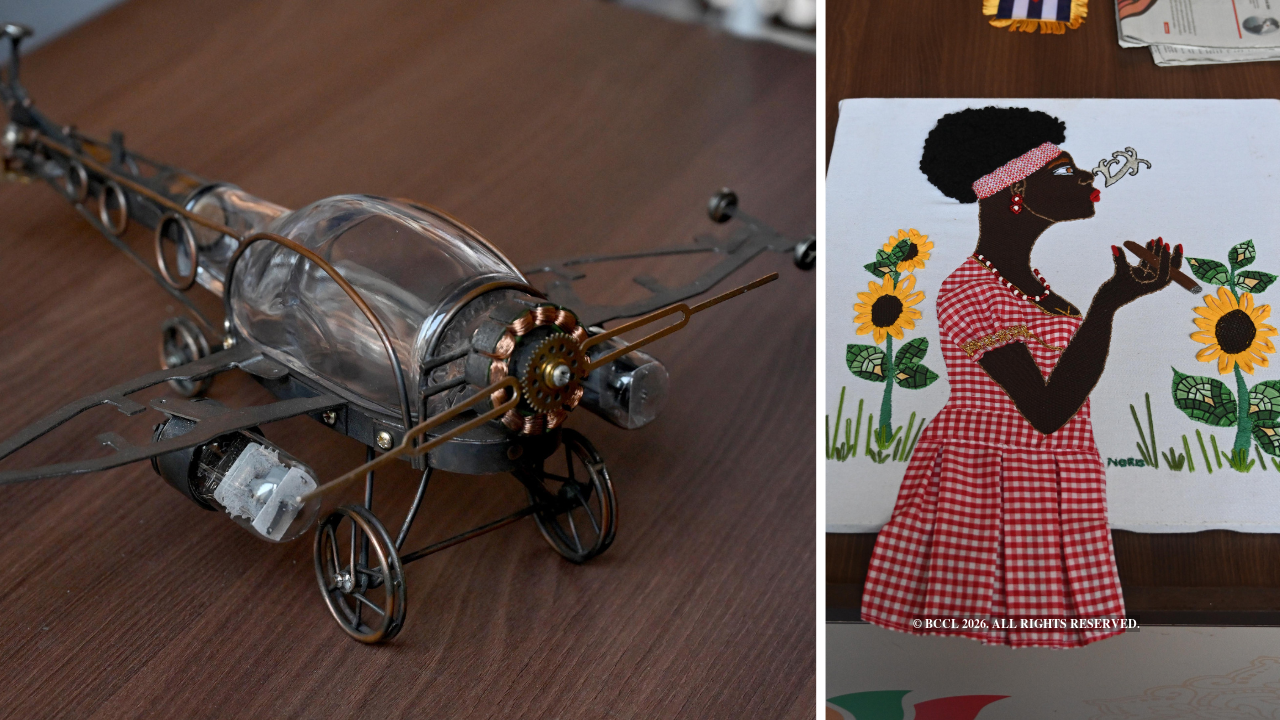 Cuban contemporary art (L) and papier-mache canvas (R )