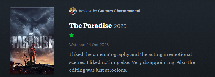 Gautam Ghattamaneni's Letterboxd profile