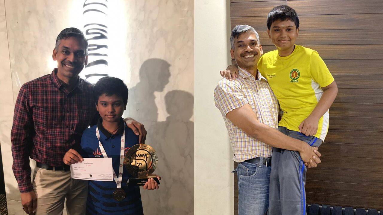 Young Pranesh with his coach RB Ramesh (Special Arrangements)