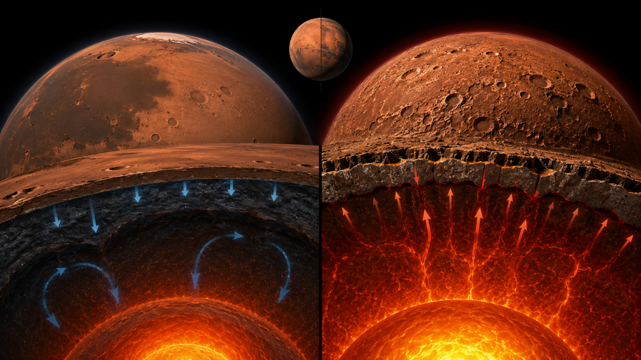 Why is Mars’ southern interior 200-400°C hotter than its northern half