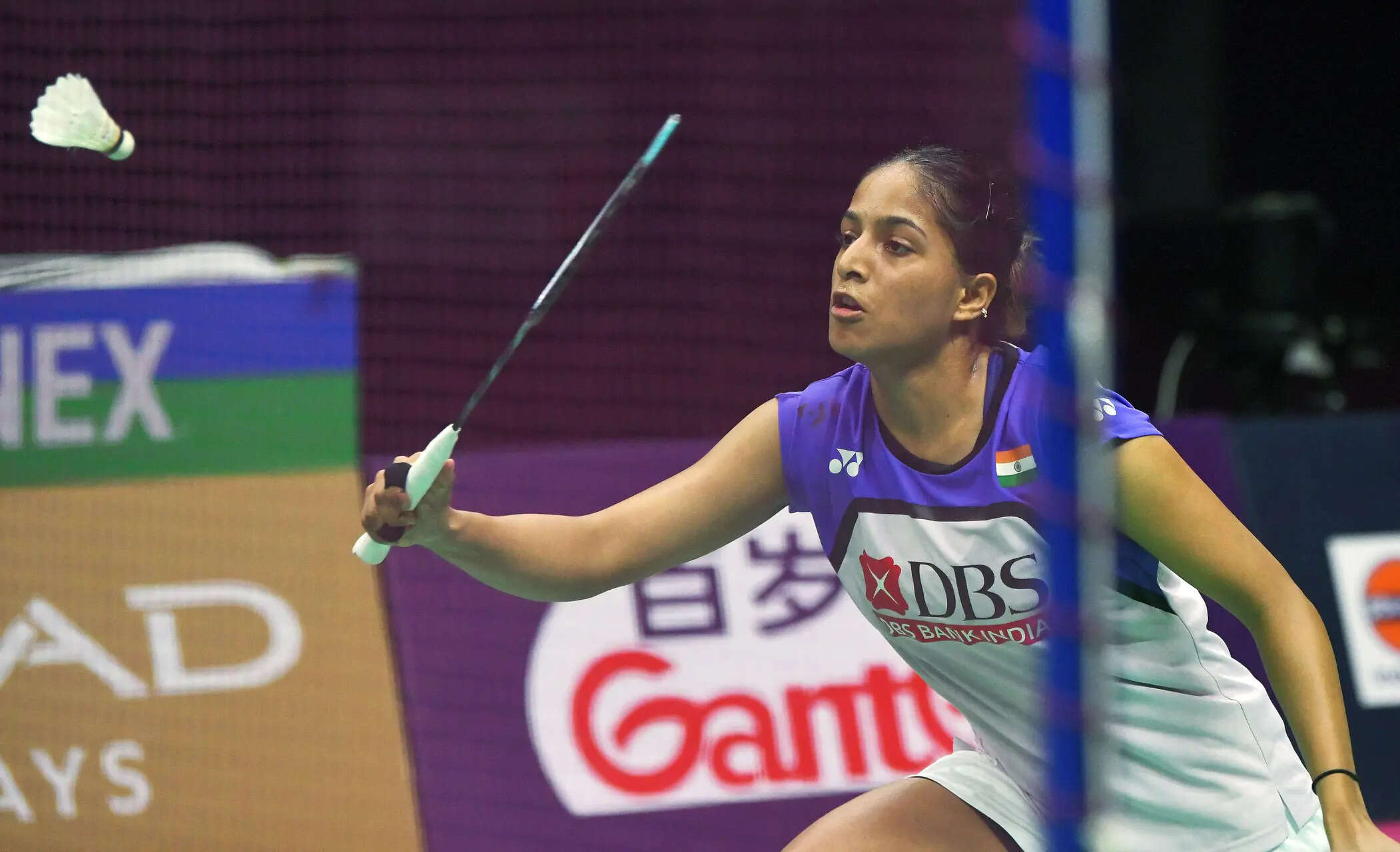 New Delhi, Aug 22 (ANI): India's Gayatri Gopichand Pullela in action against Chi...