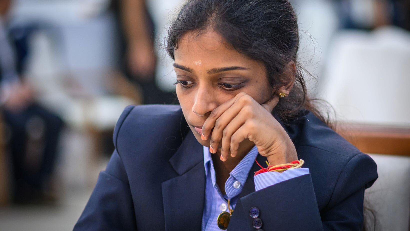 R Vaishali at Samarkand Olympiad (FIDE Photo)