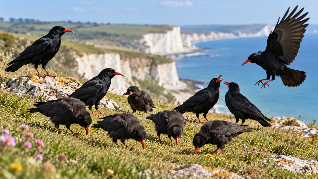 Nine wild-born choughs join Kent’s growing population