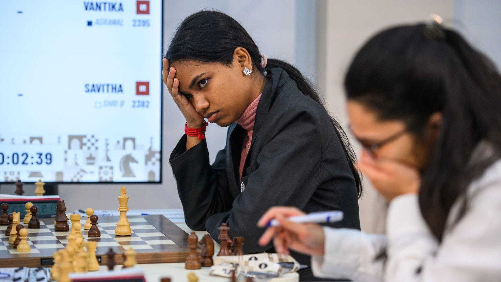 Savitha Shri in Round 10 of Chess Olympiad (Photo by Michal Walusza for FIDE)
