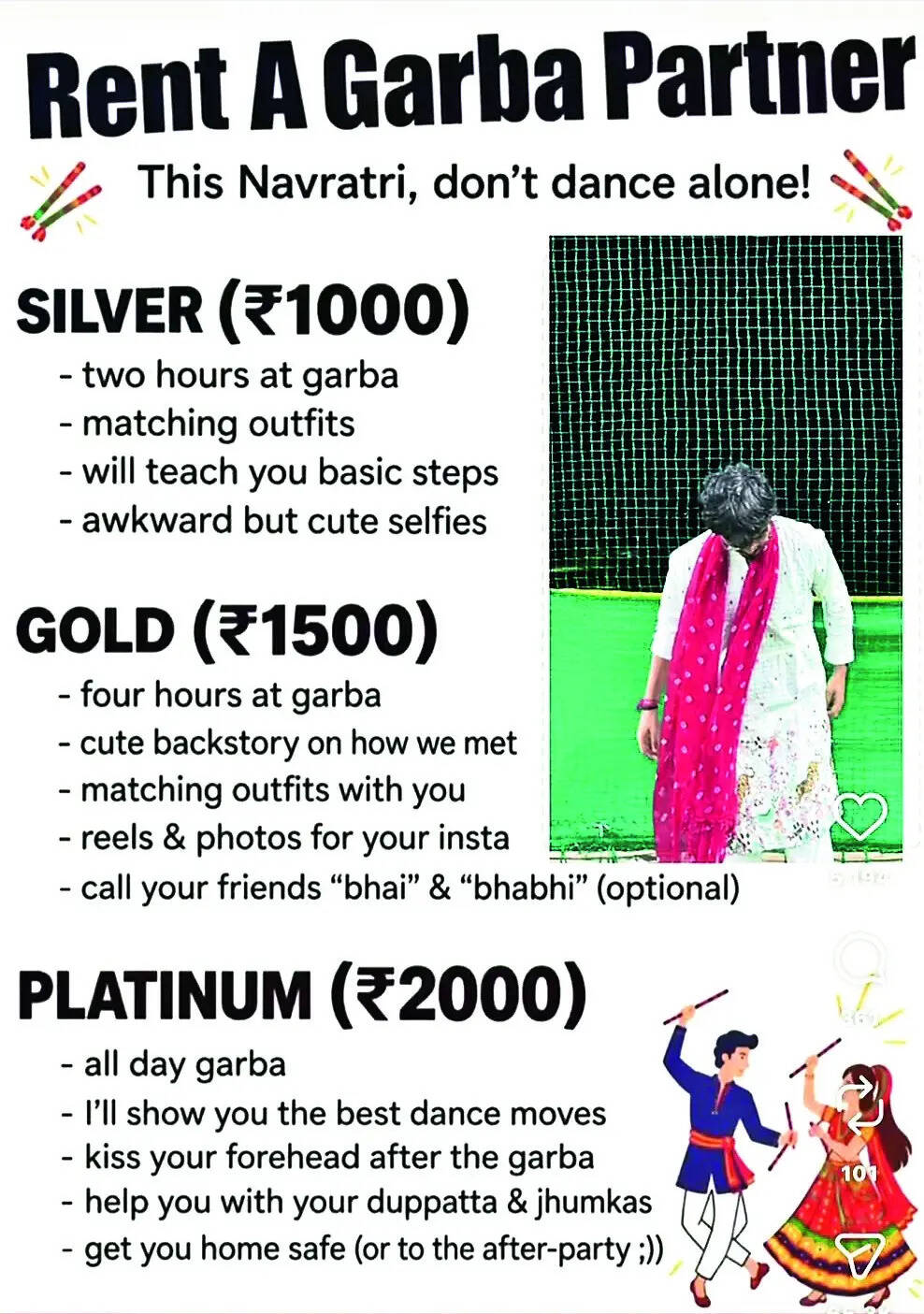 ‘Rent garba partners’ online posts