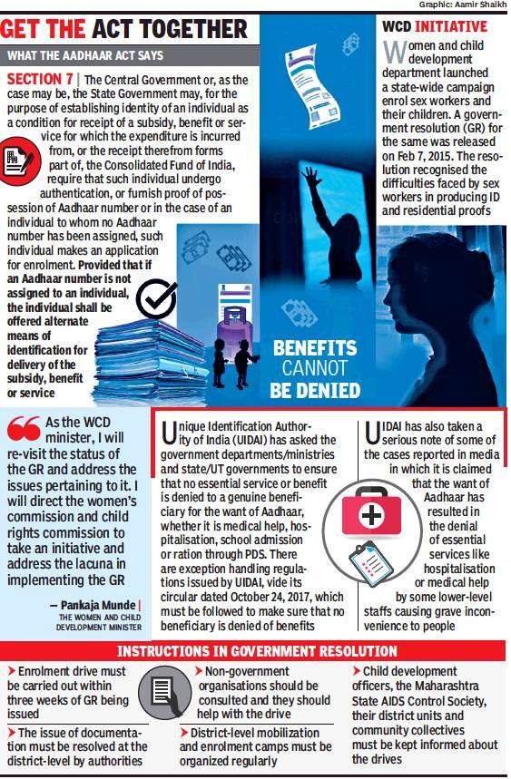 Without Aadhaar Sex Workers Deprived Of Benefits Due To Them Pune News Times Of India