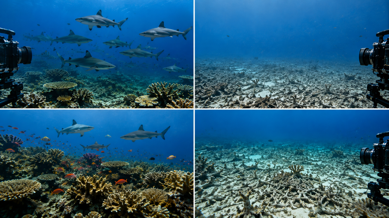What did the underwater cameras reveal about reef sharks