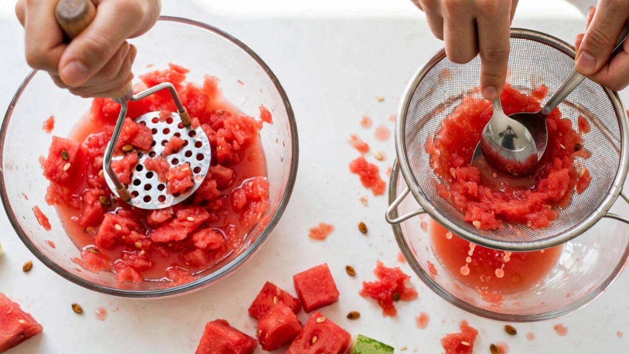 Watermelon: Crush and strain<br>