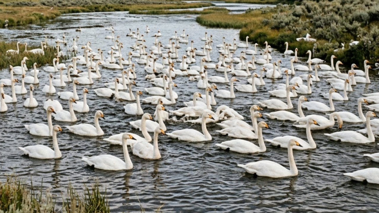 Two ornamental swans became a flock of 120 in just over a decade<br>