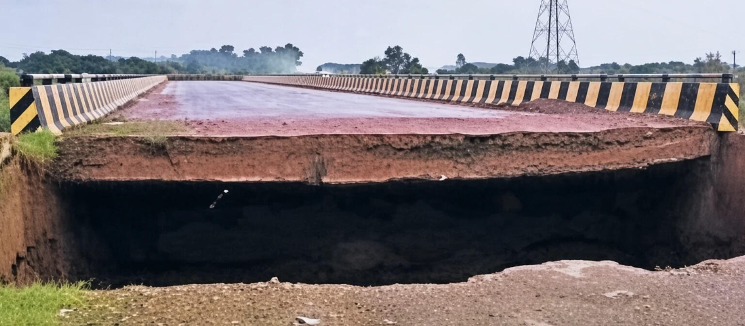 Bridge damaged after heavy rain