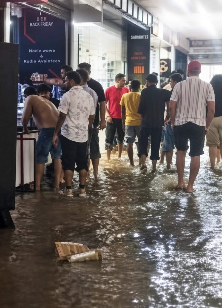 Floodwaters entered shops