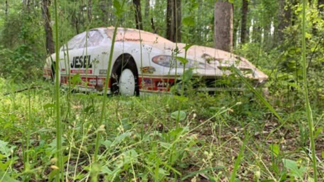 Some wrecked race cars were placed around Dale Earnhardt Jr.’s property.