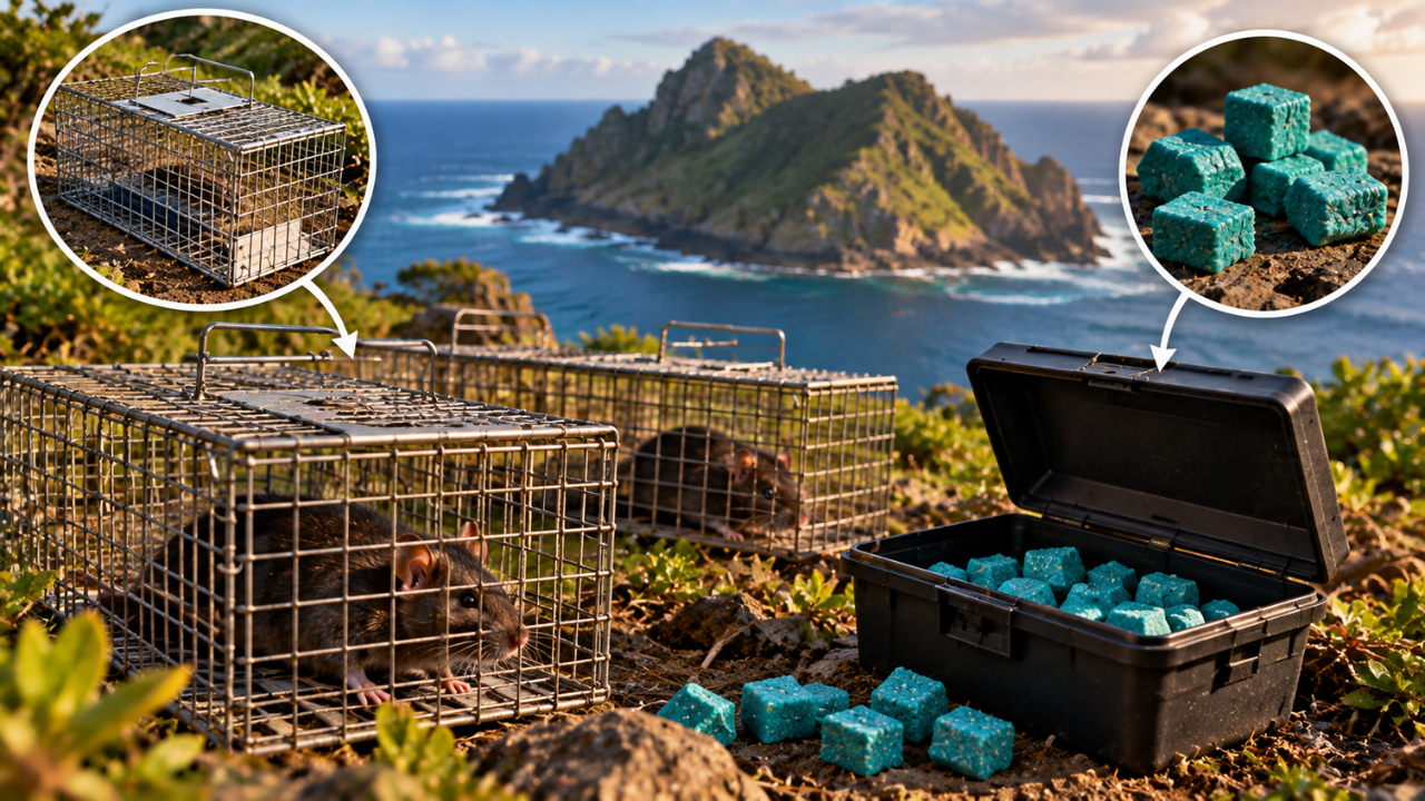 What traps and poison bait did researchers use<br>