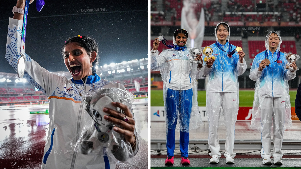 Ancy Sojan’s 6.53m jump helped her secure the silver medal at the Asian Games.<br>
