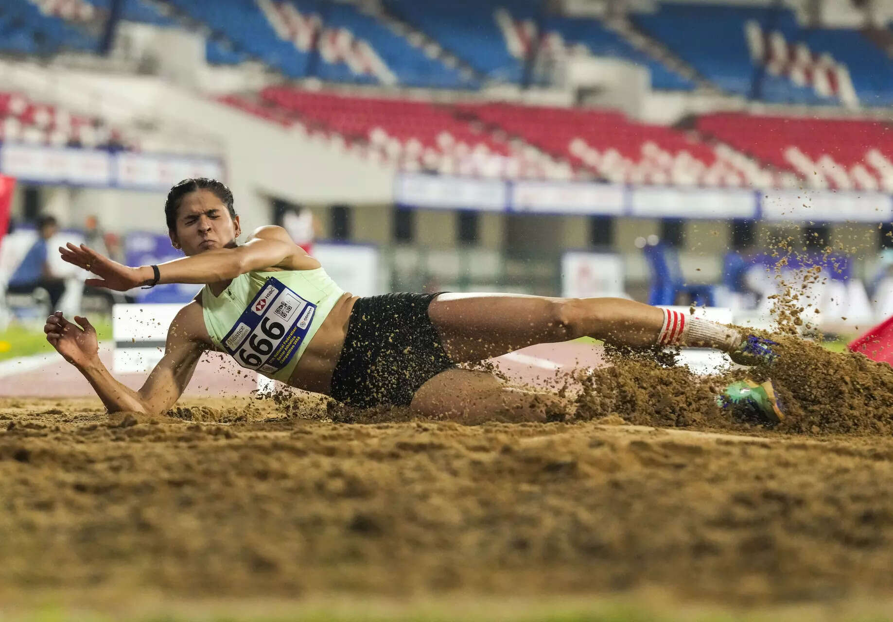 Bhubaneswar: Shaili Singh of Uttar Pradesh competes in the women's long jump eve...