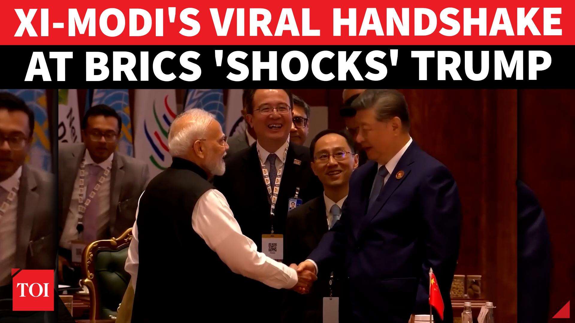 VIRAL MOMENT: Modi-Xi's Long Handshake at BRICS Stage Sends Shockwaves To DC | Watch