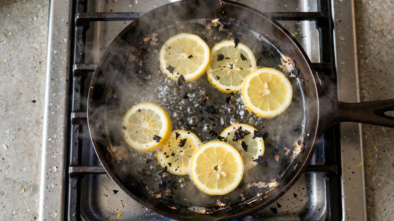 Simmer water with lemon or vinegar