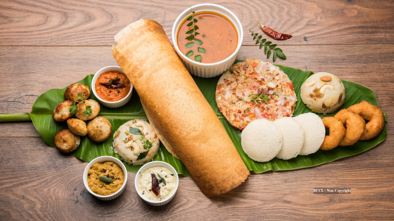 South Indian Food served on Banana Leaves