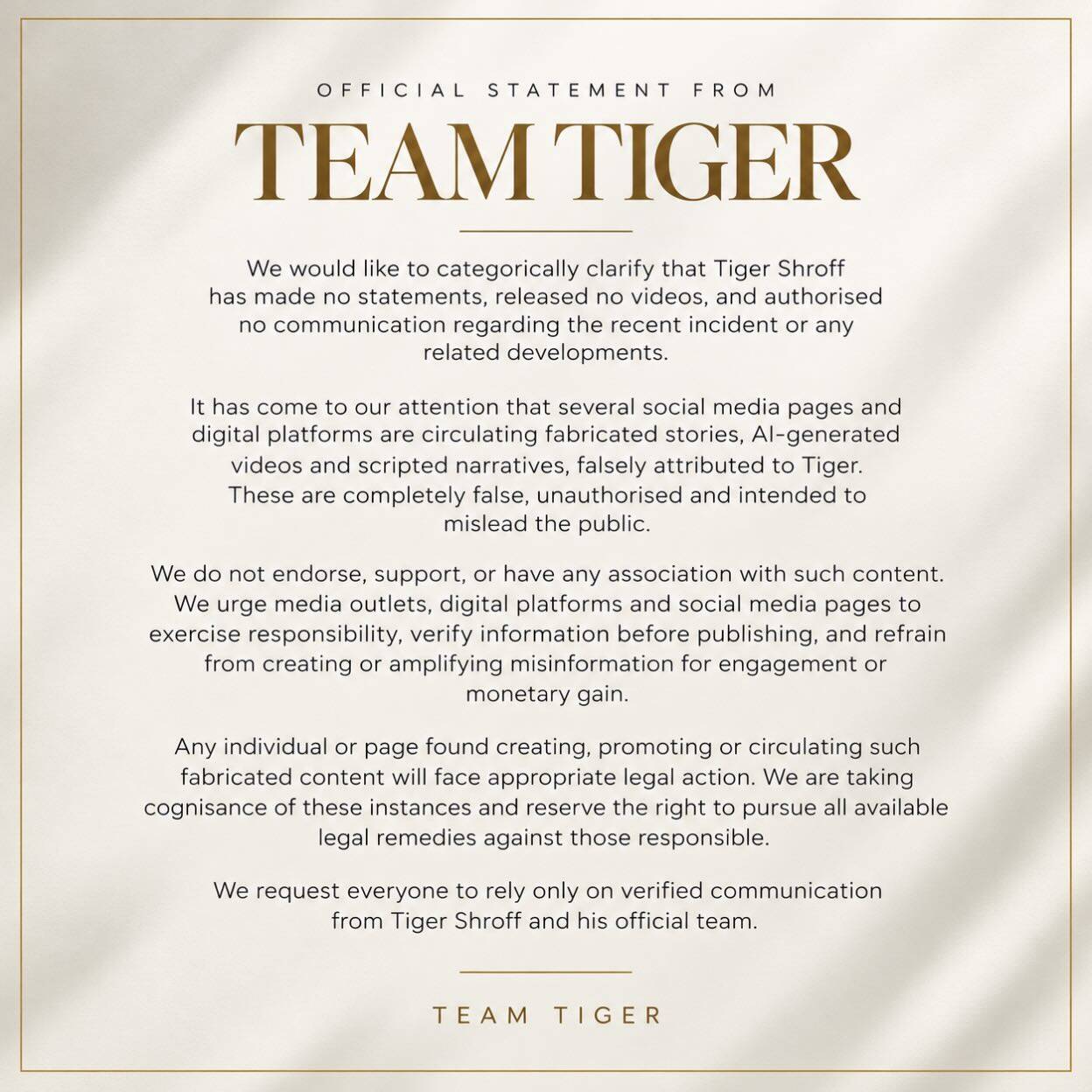 Tiger Shroff Team