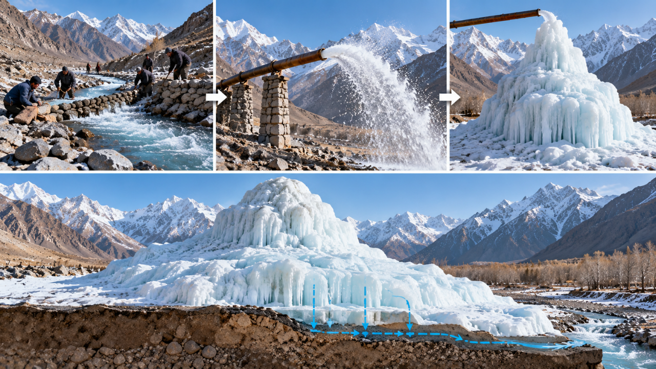 How does glacier marriage create artificial glaciers