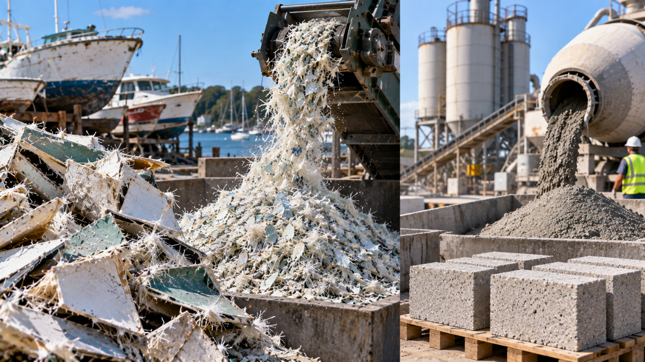 Shredded fibreglass was used in cement production