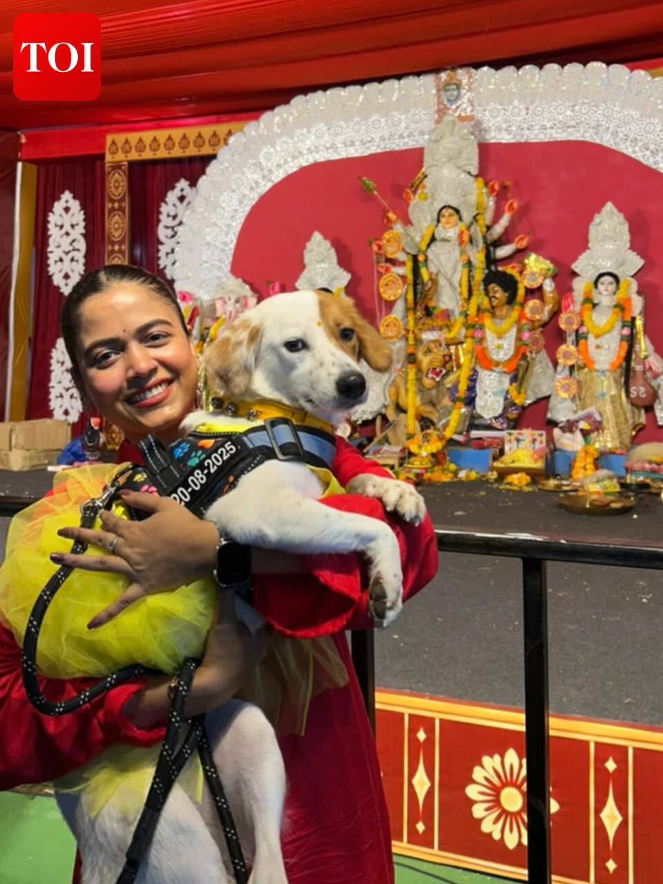 Baishali with one of her dogs, Ruby