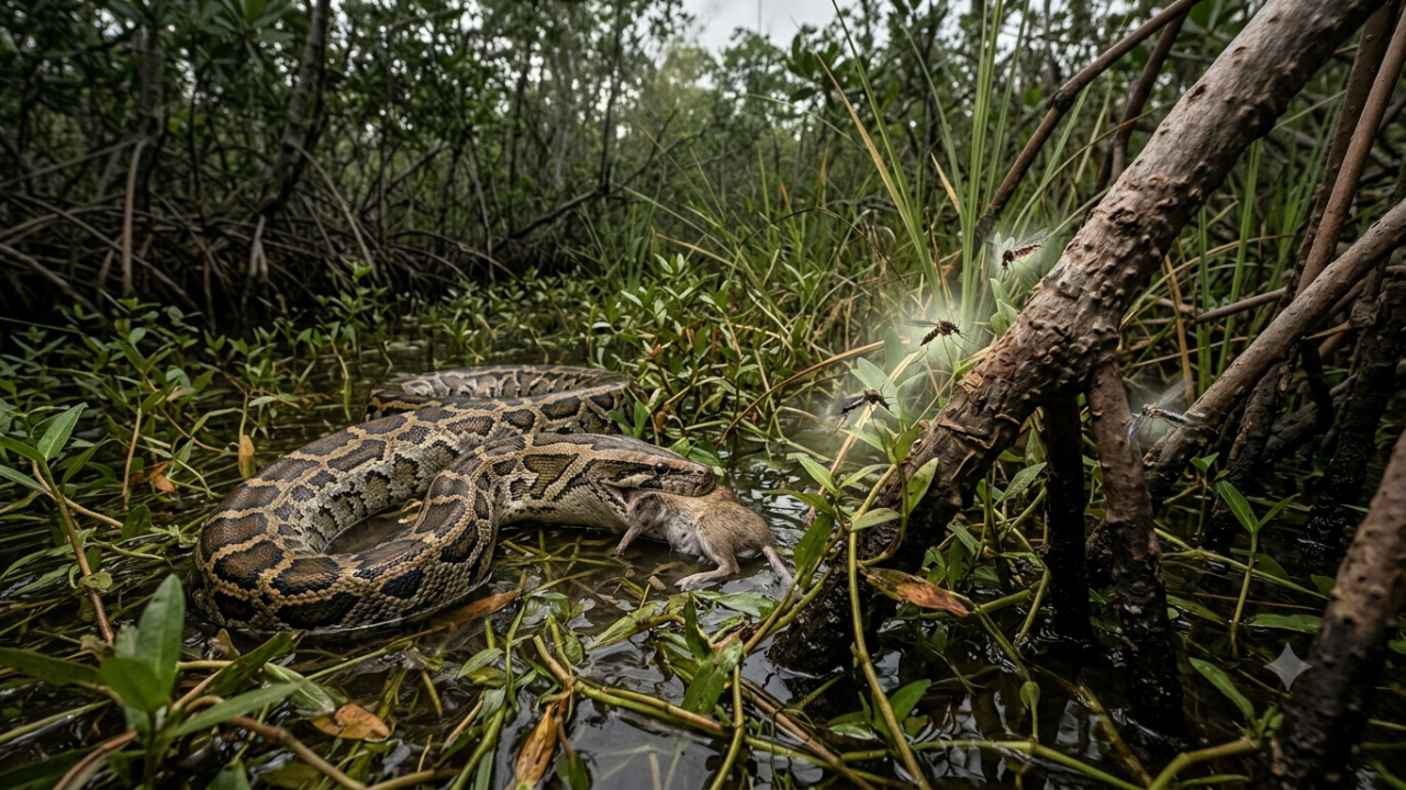 How the python’s impact reaches mosquitoes and disease<br>