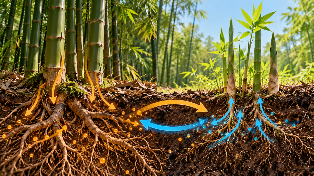 How do mature and young bamboo differ in nutrient use