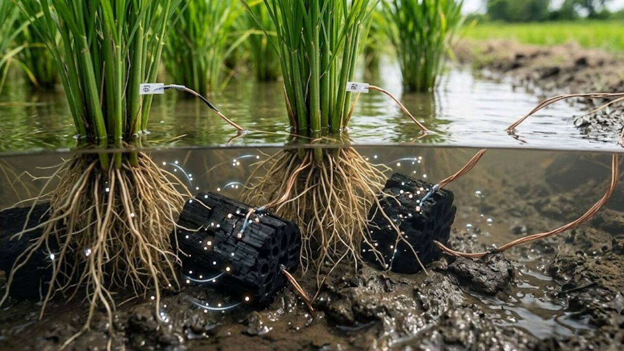 How did the researchers test electricity generation from rice plants