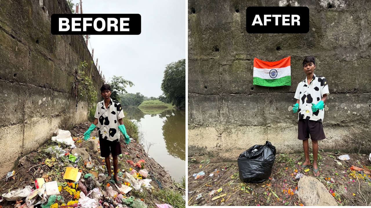 Bittu says one of the things he finds hardest to understand is why people continue to throw waste into the river.<br>