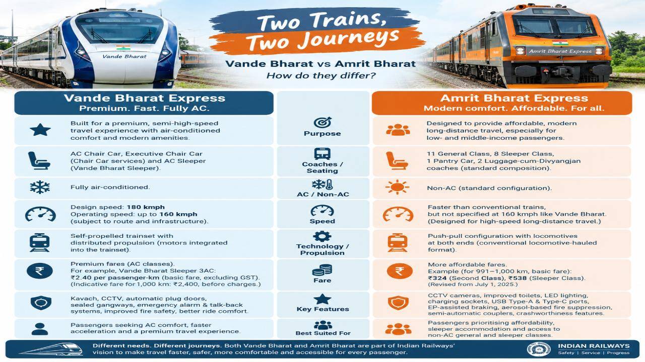 Vande Bharat vs Amrit Bharat Infographic