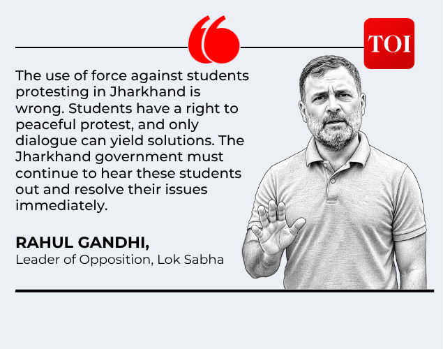 Rahul Gandhi urged Jharkhand CM Hemant Soren to personally meet representatives of students protesting irregularities in state recruitment examinations and address their remaining concerns. Rahul Gandhi