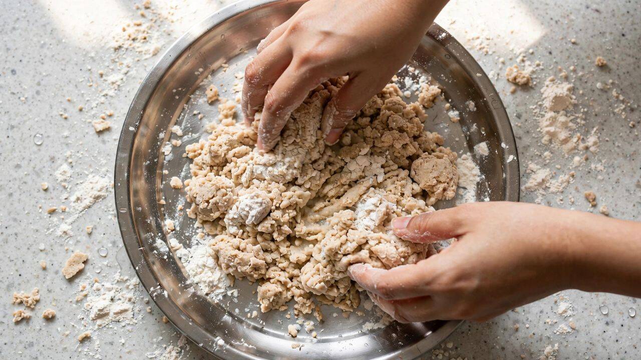 Mix before bringing the dough together<br>
