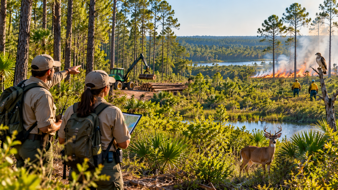 Image AI generated Why will the protected land remain in active forest management