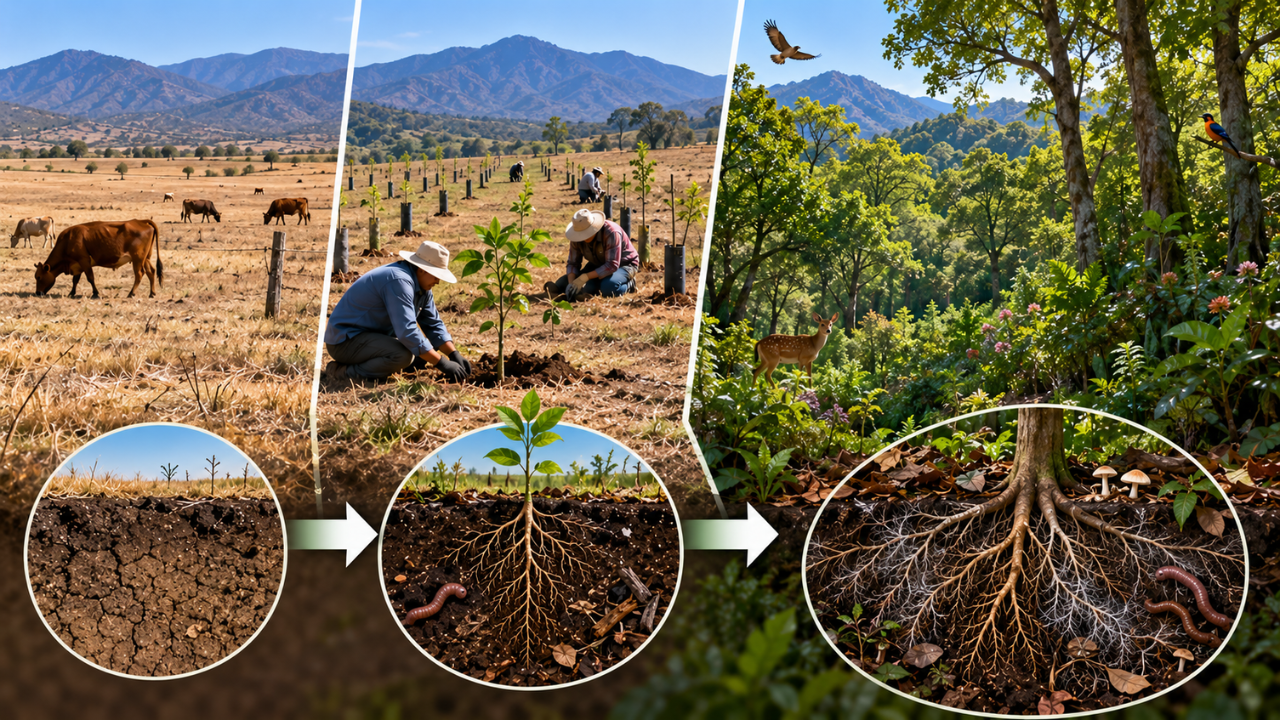 How did tree planting in Mexico boost plant growth after 17 years