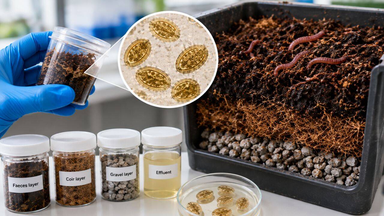 How researchers tested tiger worms and Ascaris eggs in faecal waste