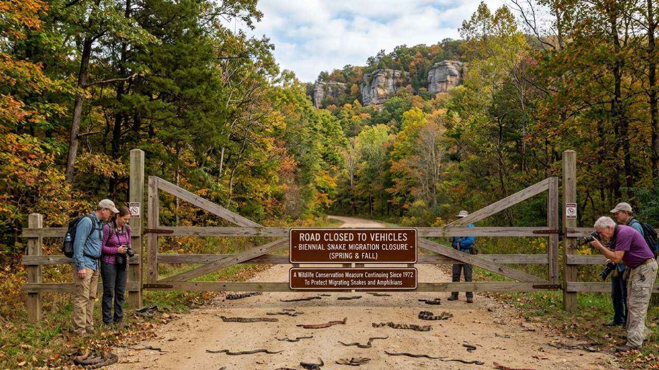 How Snake Road’s seasonal closures protect migrating reptiles<br>