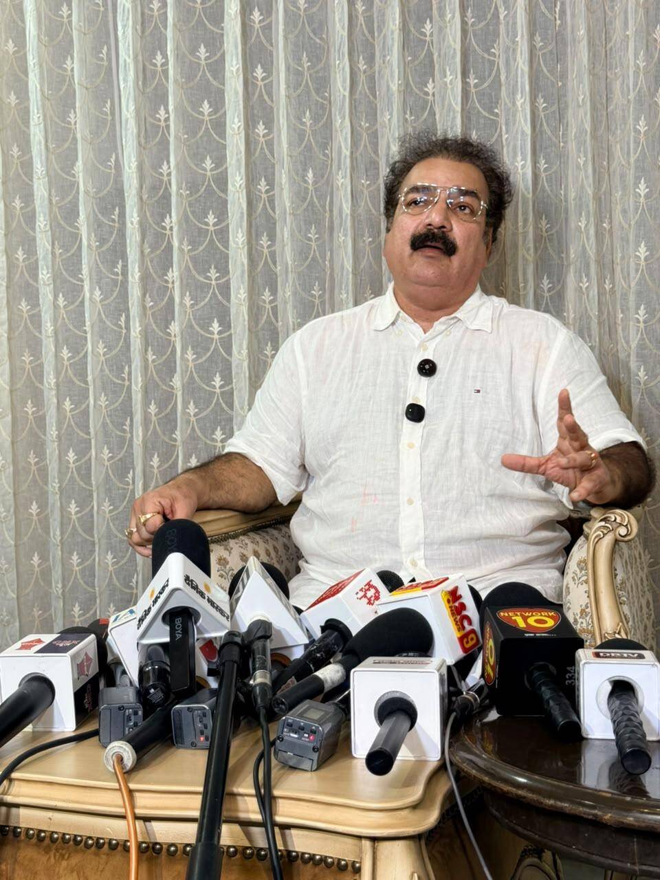 Former minister Pratap Singh Khachariyawas addresses media at his residence (2).jpeg
